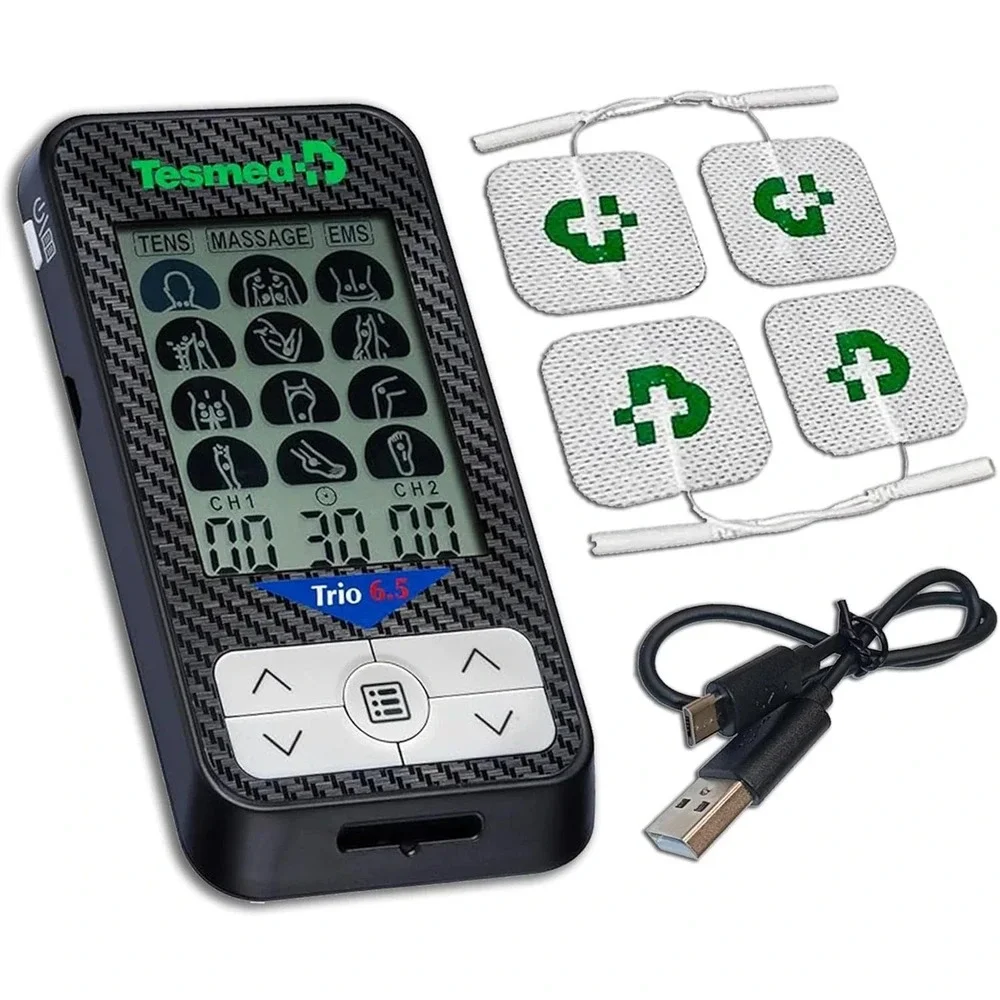 Trio 6.5: Usb-Rechargeable TENS Unit for Pain Relief & EMS Muscle Stimulator, 36